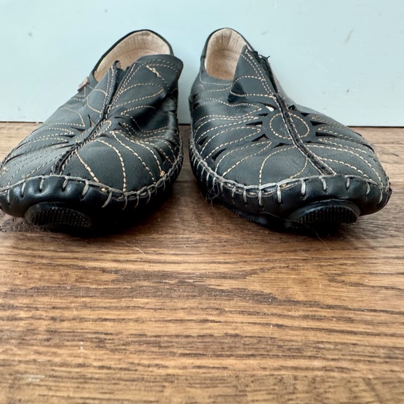 Pikolinos Jerez 578-7399 Black Leather Loafers Shoes Cutouts Women's Size 8 8.5 - Picture 4 of 9